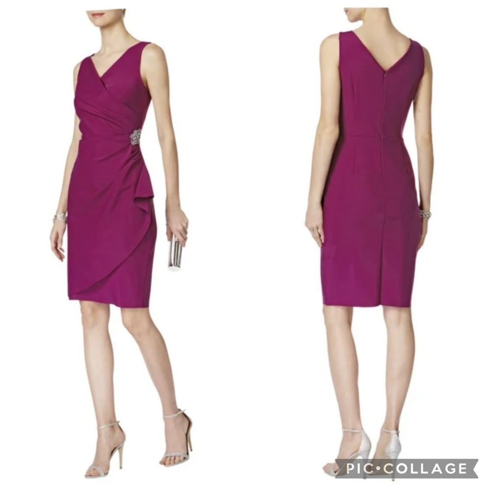Alex‎ Evenings Compression Scuba Sheath Dress Passion 10